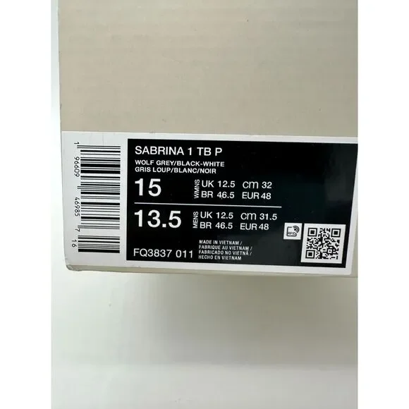 Nike Sabrina 1 Men's Size 13.5 Women's Size 15 Grey White Basketball FQ3837 011 - Picture 6 of 6